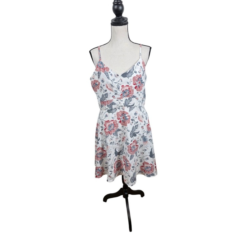 LOFT Outlet Fit and Flare Dress Women 10 White Floral Sleeveless V-Neck Floral